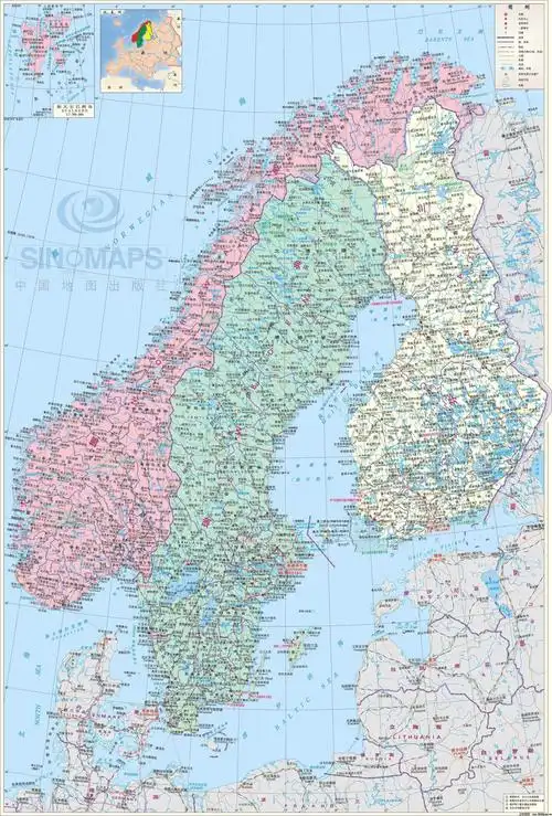 瑞典地图高清中文版