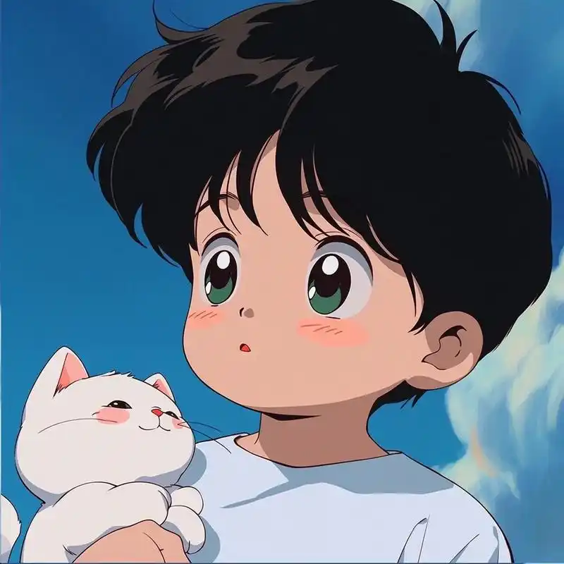 可爱男生头像:小白猫版