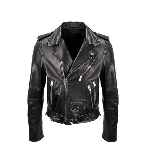 埃米尔amiri男款黑色夹克|long-sleeved biker jacket - it48