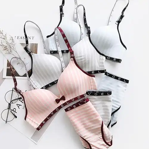 少女内衣内裤套装日系甜美学生高中无钢圈聚拢性感小胸文胸薄款_7折