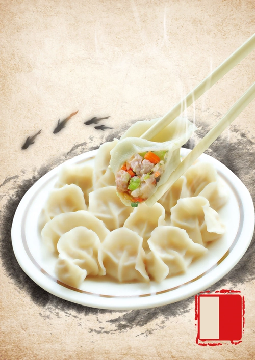 古风手工水饺海报背景素材