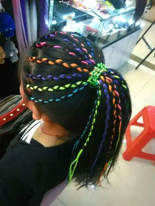 杨幂同款头绳编发彩绳绑头发彩带彩色发绳藏辫子编织线长发带发饰