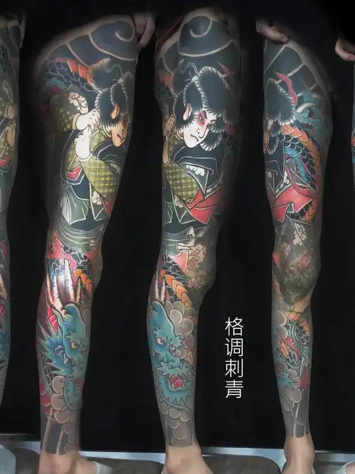 云龙九郎花腿 _纹身图案手稿图片_格调的纹身作品集