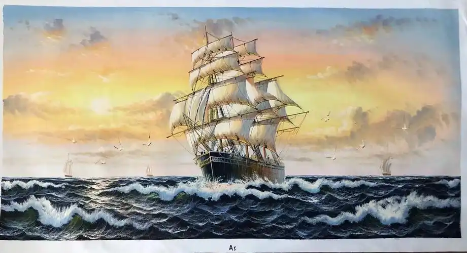 帆船油画可定制60✖️90 60✖️120 尺寸#油画#手艺人#手绘