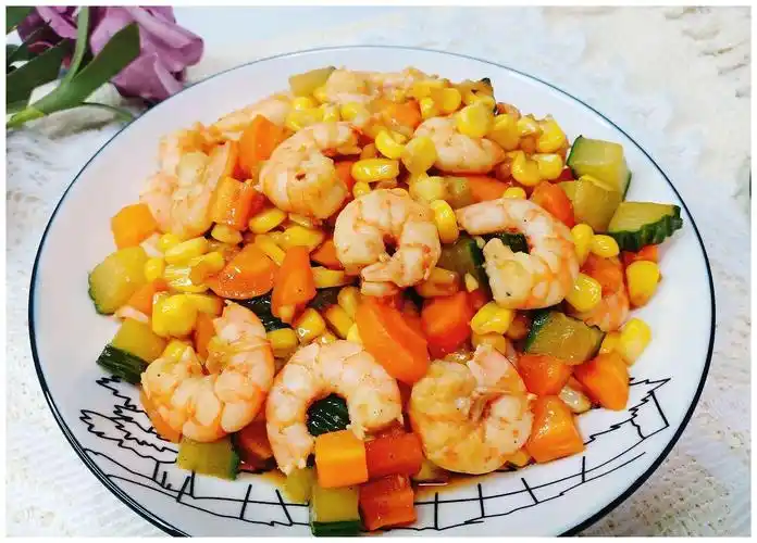 清爽又好吃的三色炒虾仁!