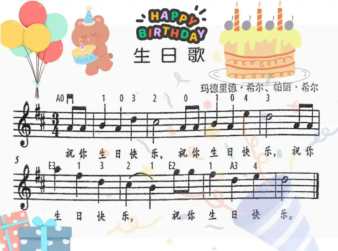 小提琴谱 《生日歌》 祝你生日快乐🎂,最近好多小朋友过生日,快拉给