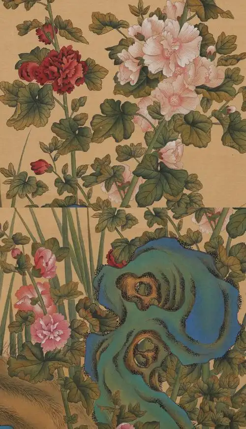 中国画 清代画家「 邹一桂 花卉図」★ 肉笔绢本 ★ 挂轴 ★ 大珍品