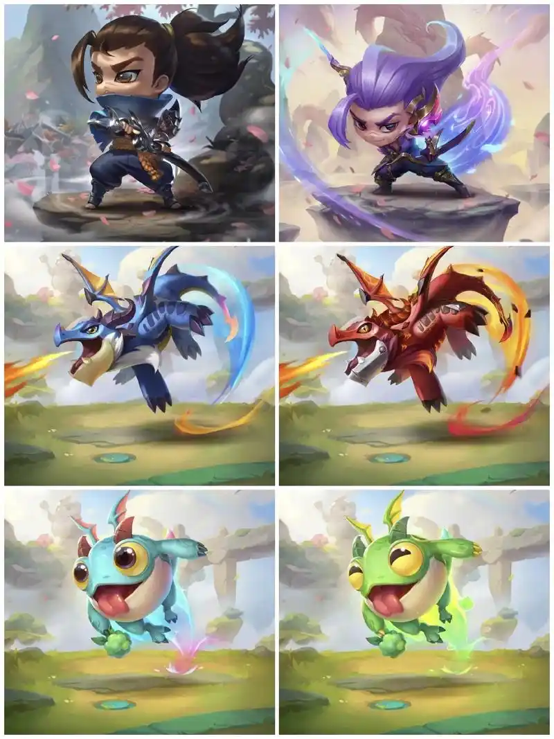 云顶之弈s7赛季小小英雄原画: 小小亚索,夜月幻龙小小亚索, - 抖音