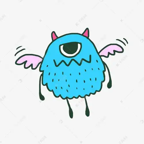 卡通独眼的翅膀小恶魔矢量素材