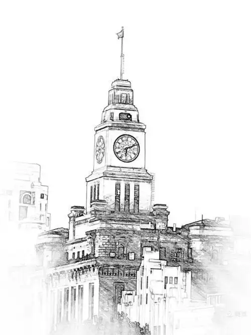 建筑素描图片 中式建筑素描图片