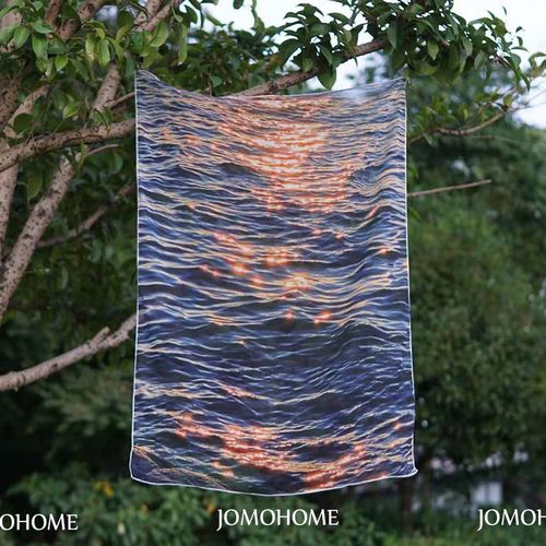 雪纺纱ins海浪风景透光背景布 租房改造好物网红房间布置装饰挂布