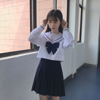 jk制服基础款岸京女学生校服正统日本校服水手服学院风班服套装 短袖