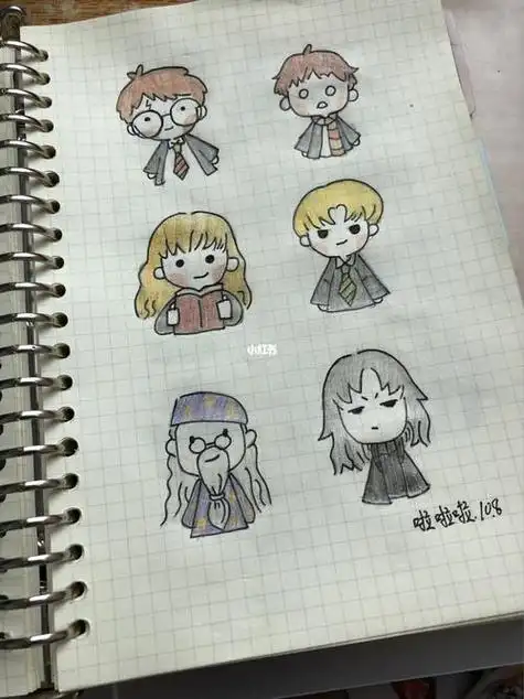 哈利波特三人组简笔画哈利波特三人组简笔画q版小红书