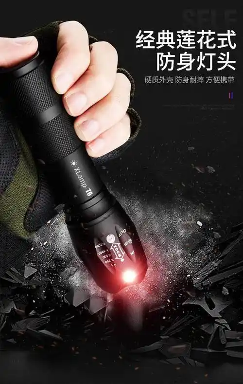 神鱼aic强光手电筒可充电亮多功能远射户外家用便携led迷你大号内置