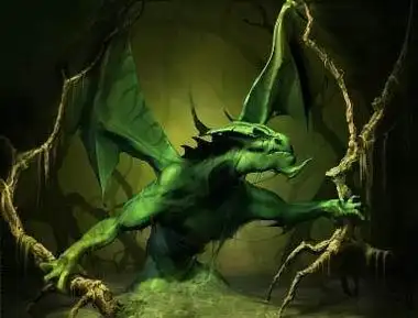 嗜血魔龙兽由民间画师根据传闻中一种出没于树心城的魔妖形象绘制.