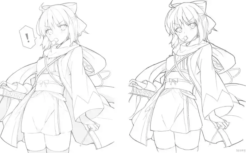 作业:动漫线稿零基础入门学习之主线与辅线的画法练习 - rh 11 028