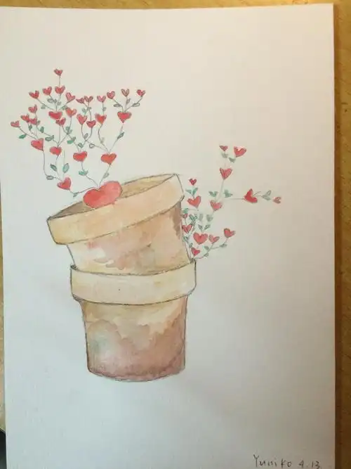 水彩花盆-堆糖,美好生活研究所