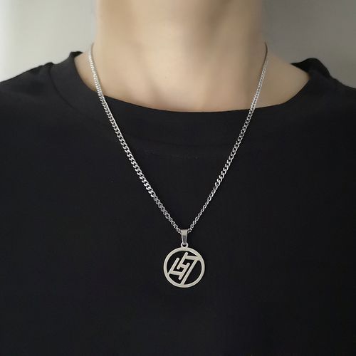 鹿晗项链lh7钛钢吊坠潮项链时尚男女情侣短袖t恤卫衣简约衣服挂件