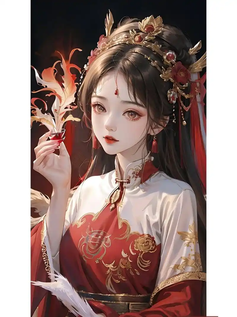 古风少女‖手机壁纸‖红色系 待我长发及腰,年少娶我可好;待我青丝绾