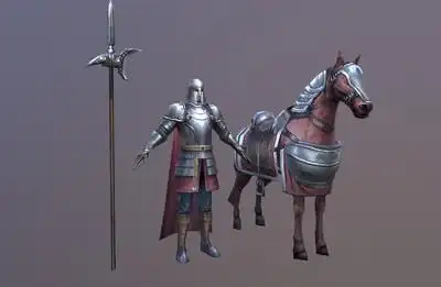 手绘西方长矛骑兵0113组动画中世纪骑兵knight士兵战士