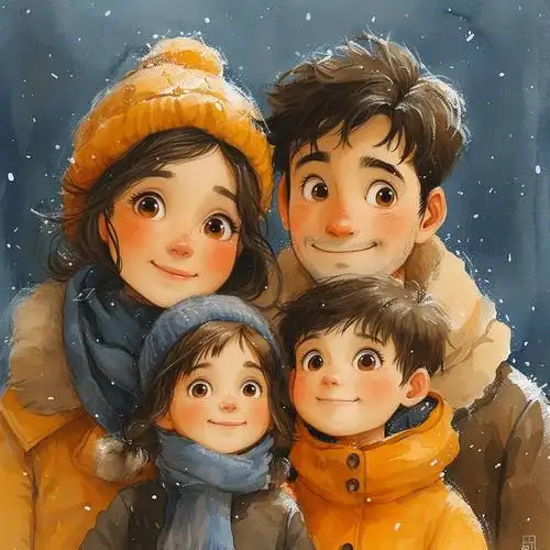 亲子头像|一家四口,两个儿子