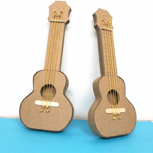divdiy废物利用环保纸箱变废为宝手工制作乐器吉他幼儿园自制玩教具