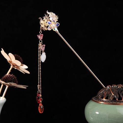 古风发簪汉服头饰流苏珍珠日常旗袍配饰古典气质步摇复古盘发簪子