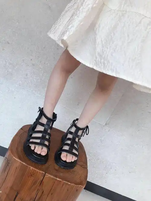 波拉韩国童鞋女童凉鞋2021夏季儿童罗马绑带凉鞋