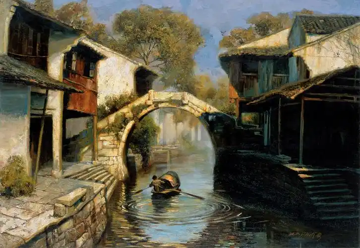 1942) 水乡霞光-中国现当代油画雕塑专场(14春拍)- 西泠印社拍卖有限