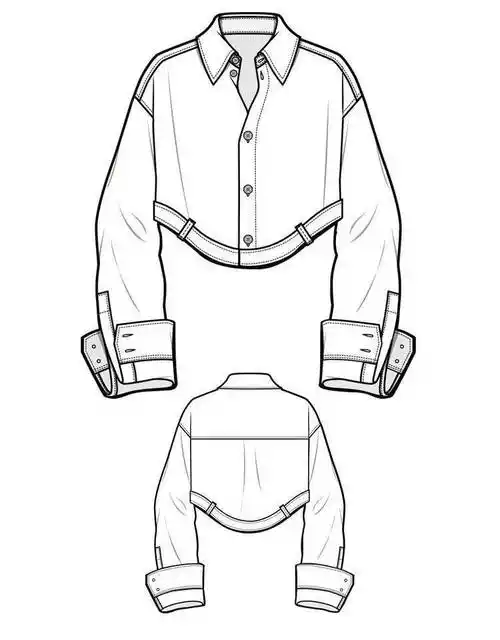 服装设计款式图上衣正反面款式图ai绘画