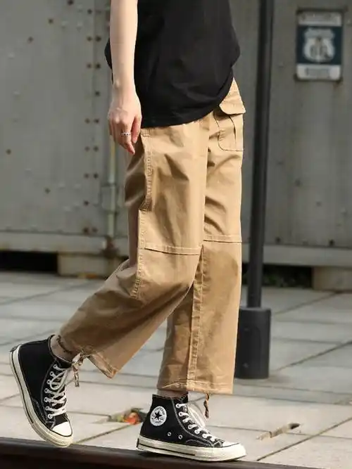 军绿色裤子女宽松直筒工装裤女夏季薄款小个子大码阔腿休闲春秋冬