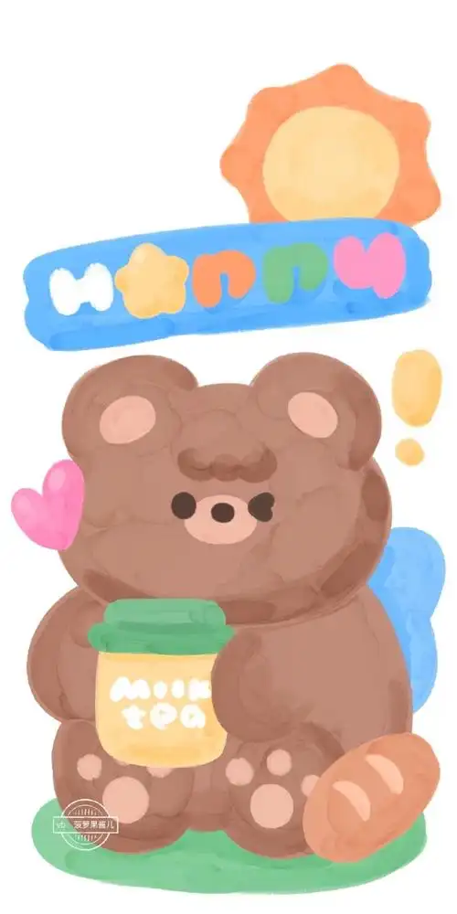 ins风油画小熊 画师:菠萝果酱儿