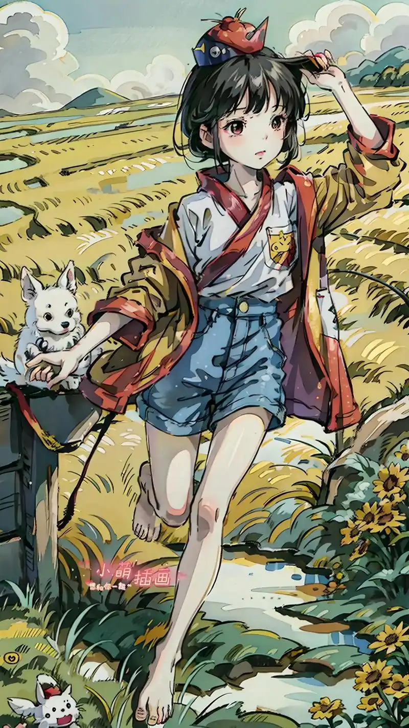 治愈插画|奔跑的女孩.一起光脚奔跑 #图文伙伴计划 #宫崎骏 - 抖音