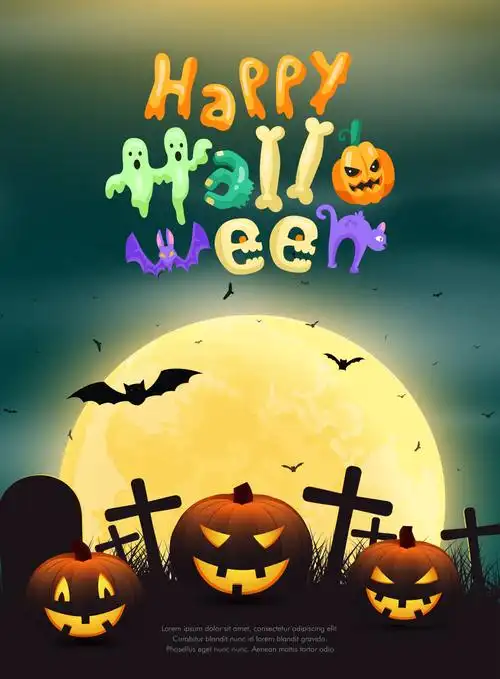 创意卡通2019万圣节宣传促销海报