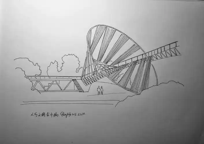 人行天桥设计稿线稿