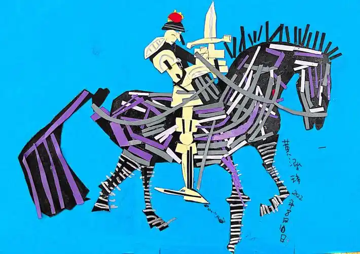 骑士儿童拼贴画创意儿童画