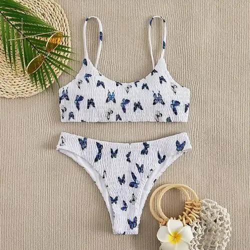 三角比基尼2022欧美速卖通爆款泳衣性感打褶三角比基尼bikini