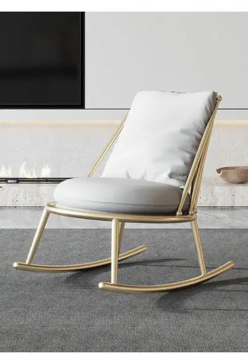 沙发摇摇椅轻奢不锈钢摇椅单人休闲家用懒人沙发客厅阳台大人摇摇椅