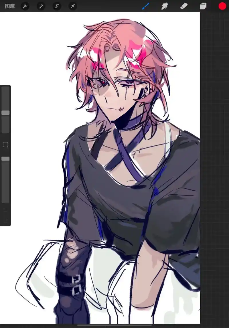 粉毛男 红毛男(性转ver)蓝黑挑染男铁铁#oc #proc - 抖音