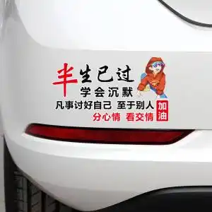 汽车个性车贴半生已过个性创意文字人物划痕遮挡后档玻璃车身装饰