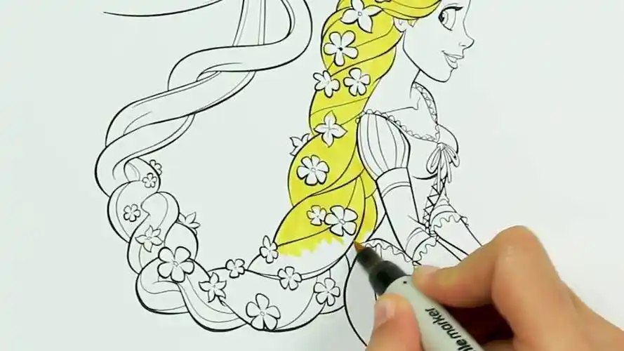 幼儿美术课堂,快来画长发公主!