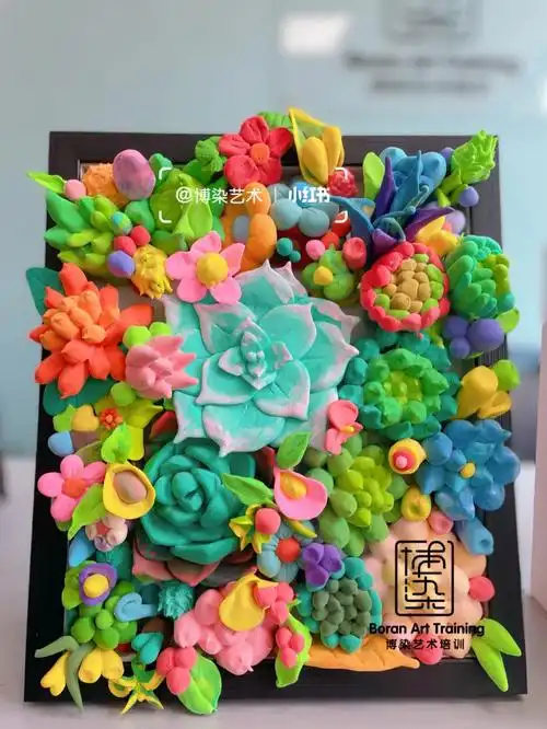 夏天的颜色轻粘土多肉装饰画