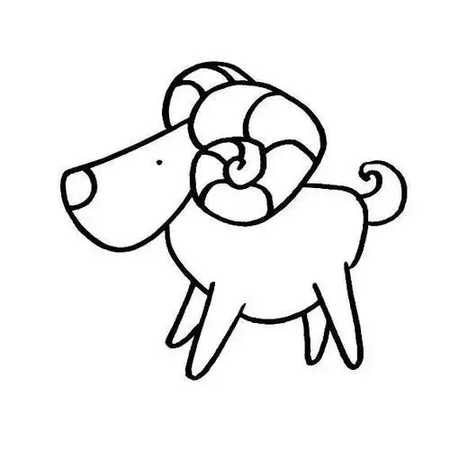 盘羊简笔画带颜色
