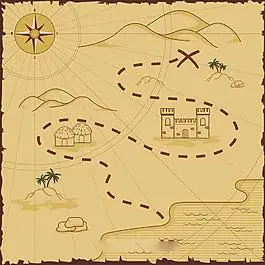 手绘复古风格藏宝图