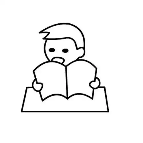 学生读书简笔画男孩