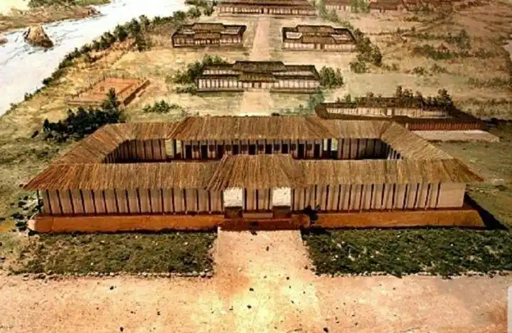 (殷商宫殿复原图)——————— 根据我国著名军事