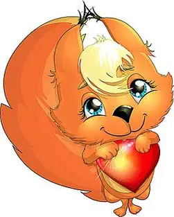 抱着爱心的卡通松鼠