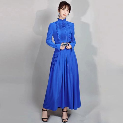 杨紫明星同款2022年春夏惊艳压褶大摆显高显瘦宴会敬酒礼服连衣裙