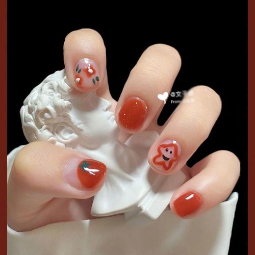 美甲贴片可爱卡通笑脸学生小仙女风手工穿戴甲可拆卸使用
