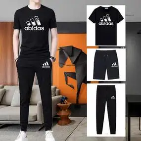 阿迪 达斯品牌夏季款休 闲运动套装男士跑步装备短袖健身衣服潮流